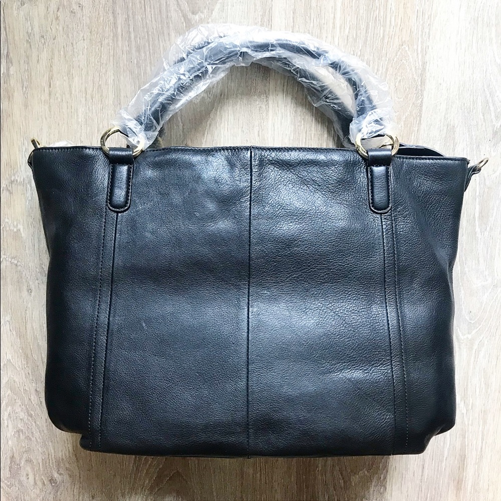 Large Black Genuine Leather Purse Bag